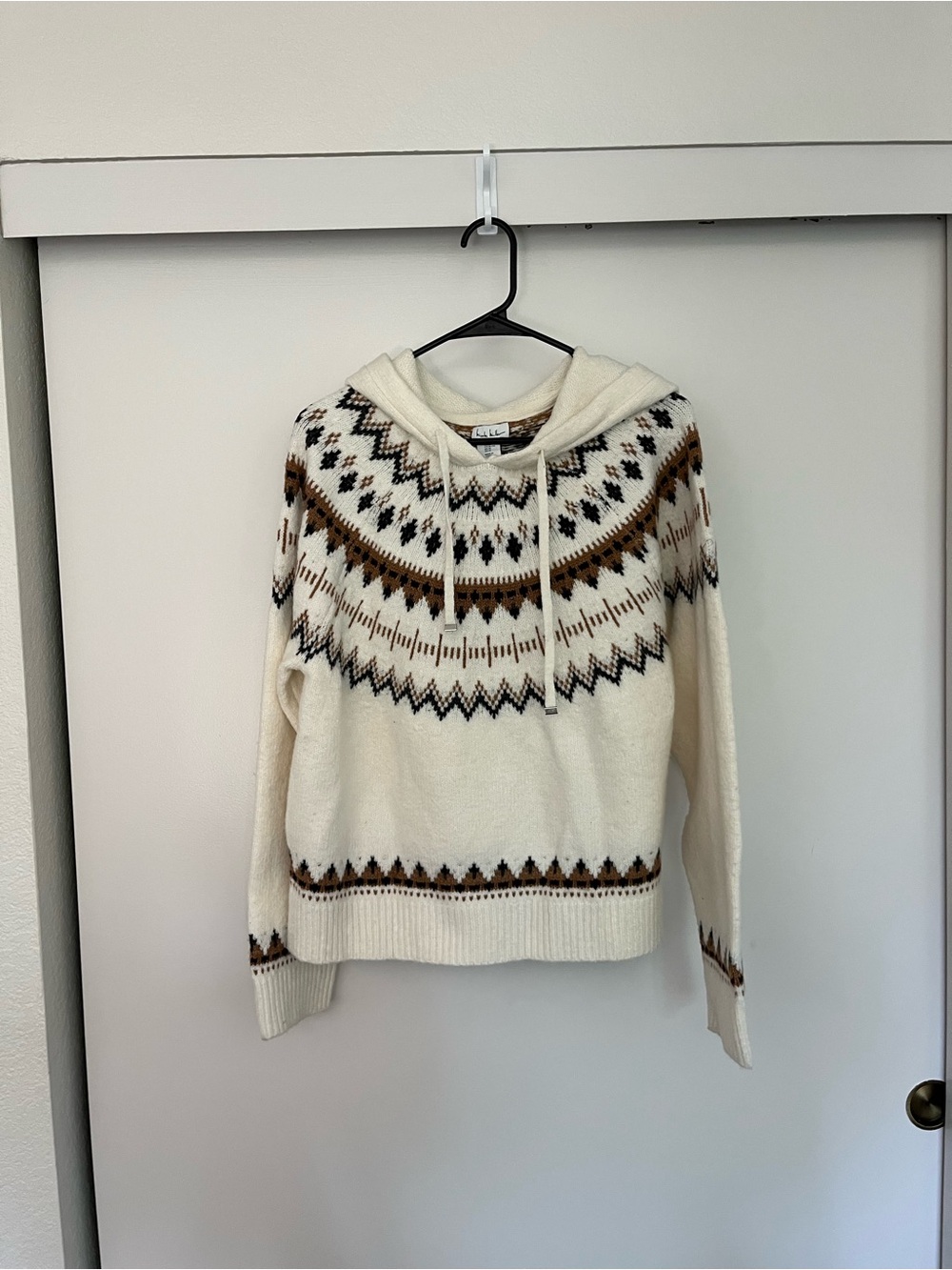 Cozy Ivory Fair Isle Hoodie Sweater - women